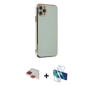 ieg™ iPhone 11 Pro Max Kılıf Yankı Serisi - Siyah 3D Antistatik Seramik Nano Ekran Koruyucu + Pers Alüminyum Kamera Lens - KI