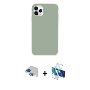 ieg™ iPhone 11 Pro Max Kılıf Zirve Modern Özel Seri - Siyah 3D Antistatik Seramik Nano Ekran Koruyucu + Pers Alüminyum Kamera Lens - LT