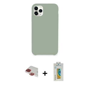 ieg™ iPhone 11 Pro Max Kılıf Zirve Modern Özel Seri - Siyah Polymer Nano Ekran Koruyucu + Pers Alüminyum Kamera Lens - KI