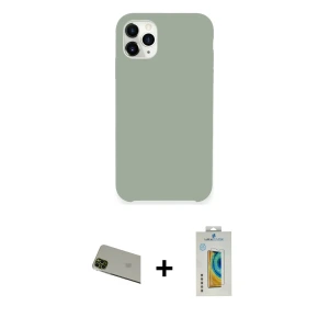 ieg™ iPhone 11 Pro Max Kılıf Zirve Modern Özel Seri - Siyah Polymer Nano Ekran Koruyucu + Rainbow Kamera Lens Koruma Cam - YL