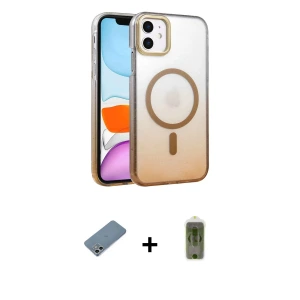 ieg™ iPhone 12 Kılıf Ahenk Doku Özel Seri - Siyah Joko Magic 5D Hayalet Cam + Shine Kamera Lens Koruma Cam - GS