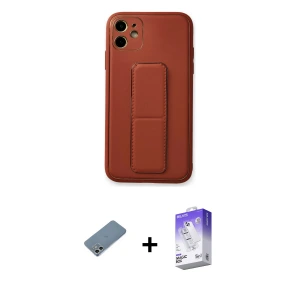 ieg™ iPhone 12 Kılıf Akış Doku - Siyah Bilvis 5in1 3D Magic Cam Ekran Koruyucu + Shine Kamera Lens Koruma Cam - GS