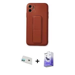 ieg™ iPhone 12 Kılıf Akış Doku - Siyah Bilvis 5in1 5D Magic Hayalet Cam Ekran Koruyucu + Rainbow Kamera Lens Koruma Cam - YL