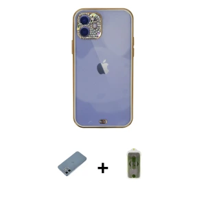 ieg™ iPhone 12 Kılıf Eksen Minimal Koleksiyonu - Siyah Joko Magic 5D Hayalet Cam + Shine Kamera Lens Koruma Cam - SABE