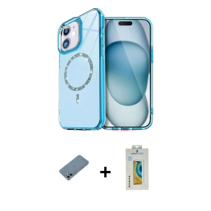 ieg™ iPhone 12 Kılıf Kıvılcım Form Prime - Siyah Polymer Nano Ekran Koruyucu + Shine Kamera Lens Koruma Cam - SABE