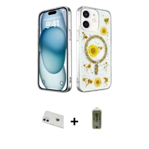 ieg™ iPhone 12 Kılıf Kozmos Doku - Siyah Joko Magic 5D Hayalet Cam + Rainbow Kamera Lens Koruma Cam - MR