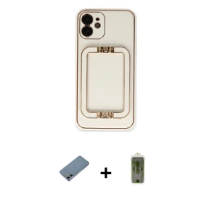 ieg™ iPhone 12 Kılıf Kozmos Minimal Prime - Siyah Joko Magic 5D Hayalet Cam + Shine Kamera Lens Koruma Cam - GI