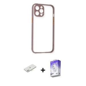 ieg™ iPhone 12 Kılıf Nova Asil Özel Seri - Siyah Bilvis 5in1 3D Magic Cam Ekran Koruyucu + Renkli Kamera Lens Koruma Cam - SI