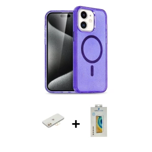 ieg™ iPhone 12 Kılıf Nova Asil Prime - Siyah Polymer Nano Ekran Koruyucu + Renkli Kamera Lens Koruma Cam - SI