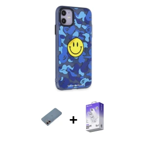 ieg™ iPhone 12 Kılıf Nova Doku Koleksiyonu - Siyah Bilvis 5in1 3D Magic Cam Ekran Koruyucu + Shine Kamera Lens Koruma Cam - PE