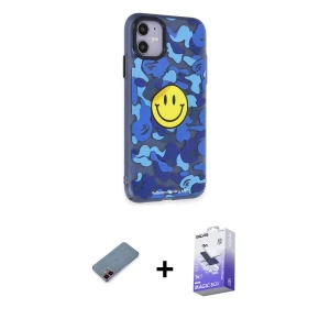 ieg™ iPhone 12 Kılıf Nova Doku Koleksiyonu - Siyah Bilvis 5in1 5D Magic Hayalet Cam Ekran Koruyucu + Metal Kamera Lens Koruma Cam - KI