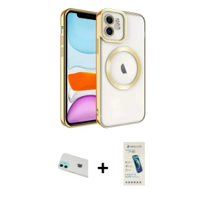 ieg™ iPhone 12 Kılıf Nova Işık Özel Seri - Şeffaf Pasifik Cam Ekran Koruyucu + Rainbow Kamera Lens Koruma Cam - YL