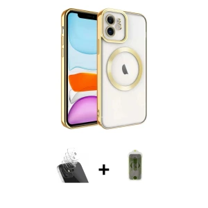 ieg™ iPhone 12 Kılıf Nova Işık Özel Seri - Siyah Joko Magic 5D Hayalet Cam + Kamera Lens Koruma Cam - SF