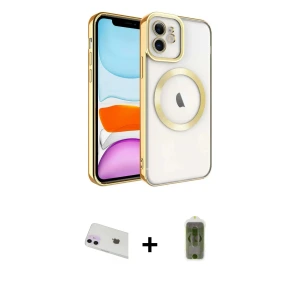 ieg™ iPhone 12 Kılıf Nova Işık Özel Seri - Siyah Joko Magic 5D Hayalet Cam + Rainbow Kamera Lens Koruma Cam - MR