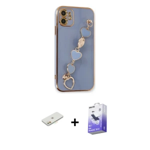 ieg™ iPhone 12 Kılıf Nova Işık Prime - Siyah Bilvis 5in1 5D Magic Hayalet Cam Ekran Koruyucu + Renkli Kamera Lens Koruma Cam - TU