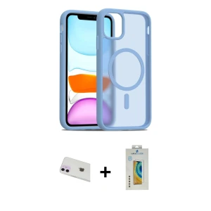 ieg™ iPhone 12 Kılıf Siluet Minimal Prime - Siyah Polymer Nano Ekran Koruyucu + Rainbow Kamera Lens Koruma Cam - MR