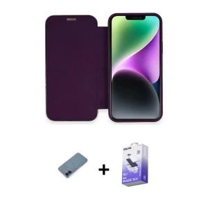 ieg™ iPhone 12 Kılıf Siluet Minimal Serisi - Siyah Bilvis 5in1 5D Magic Hayalet Cam Ekran Koruyucu + Metal Kamera Lens Koruma Cam - MI
