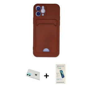ieg™ iPhone 12 Kılıf Vadi Çizgi Prime - Şeffaf Pasifik Cam Ekran Koruyucu + Rainbow Kamera Lens Koruma Cam - YL