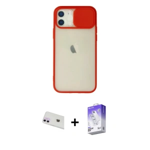 ieg™ iPhone 12 Kılıf Vadi Çizgi - Siyah Bilvis 5in1 3D Magic Cam Ekran Koruyucu + Rainbow Kamera Lens Koruma Cam - MR