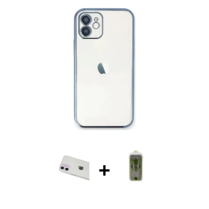 ieg™ iPhone 12 Kılıf Vadi Minimal - Siyah Joko Magic 5D Hayalet Cam + Rainbow Kamera Lens Koruma Cam - MR