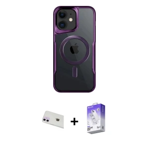 ieg™ iPhone 12 Kılıf Yadigar Klasik Özel Seri - Siyah Bilvis 5in1 3D Magic Cam Ekran Koruyucu + Rainbow Kamera Lens Koruma Cam - MR