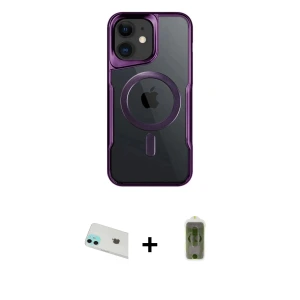 ieg™ iPhone 12 Kılıf Yadigar Klasik Özel Seri - Siyah Joko Magic 5D Hayalet Cam + Rainbow Kamera Lens Koruma Cam - YL