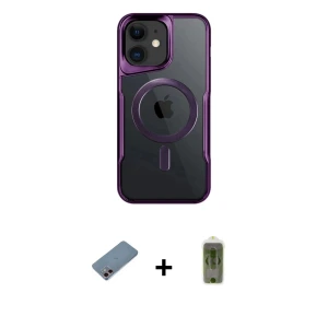 ieg™ iPhone 12 Kılıf Yadigar Klasik Özel Seri - Siyah Joko Magic 5D Hayalet Cam + Shine Kamera Lens Koruma Cam - PE