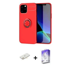 ieg™ iPhone 12 Kılıf Yankı Form Prime - Siyah Bilvis 5in1 3D Magic Cam Ekran Koruyucu + Renkli Kamera Lens Koruma Cam - SI