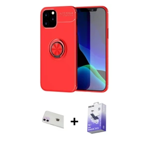 ieg™ iPhone 12 Kılıf Yankı Form Prime - Siyah Bilvis 5in1 5D Magic Hayalet Cam Ekran Koruyucu + Rainbow Kamera Lens Koruma Cam - MR