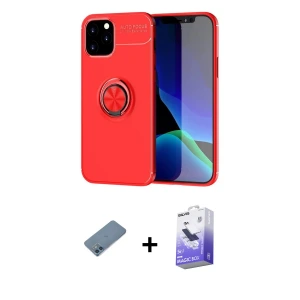 ieg™ iPhone 12 Kılıf Yankı Form Prime - Siyah Bilvis 5in1 5D Magic Hayalet Cam Ekran Koruyucu + Shine Kamera Lens Koruma Cam - MI