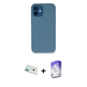 ieg™ iPhone 12 Kılıf Zirve Modern Özel Seri - Siyah Bilvis 5in1 3D Magic Cam Ekran Koruyucu + Rainbow Kamera Lens Koruma Cam - YL