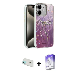 ieg™ iPhone 12 Kılıf Zirve Modern Prime - Siyah Bilvis 5in1 3D Magic Cam Ekran Koruyucu + Rainbow Kamera Lens Koruma Cam - YL