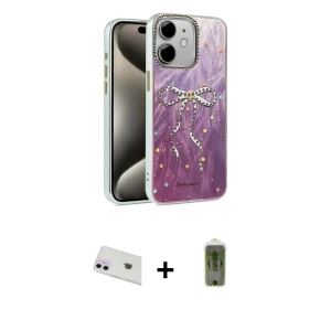 ieg™ iPhone 12 Kılıf Zirve Modern Prime - Siyah Joko Magic 5D Hayalet Cam + Rainbow Kamera Lens Koruma Cam - MR