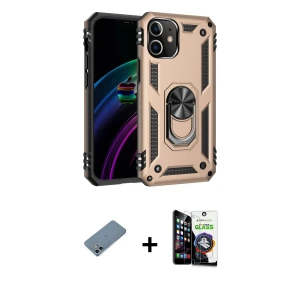 ieg™ iPhone 12 Mini Kılıf Ahenk Klasik Koleksiyonu - Şeffaf Temperli Cam Ekran Koruyucu + Shine Kamera Lens Koruma Cam - SABE