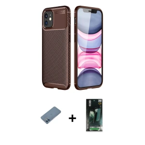 ieg™ iPhone 12 Mini Kılıf Eksen Form Prime - Şeffaf 360 Full Body Arka Koruyucu + Shine Kamera Lens Koruma Cam - MI