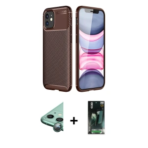 ieg™ iPhone 12 Mini Kılıf Eksen Form Prime - Siyah 360 Mat Full Body Arka Koruyucu + Raze Metal Kamera Lens - YL