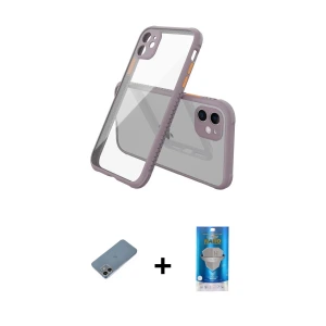 ieg™ iPhone 12 Mini Kılıf Nova Asil Özel Seri - Şeffaf Royal Nano Ekran Koruyucu + Shine Kamera Lens Koruma Cam - GI