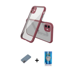 ieg™ iPhone 12 Mini Kılıf Nova Asil Özel Seri - Şeffaf Royal Nano Ekran Koruyucu + Shine Kamera Lens Koruma Cam - PE