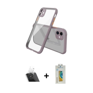 ieg™ iPhone 12 Mini Kılıf Nova Asil Özel Seri - Siyah Polymer Nano Ekran Koruyucu + Kamera Lens Koruma Cam - SF