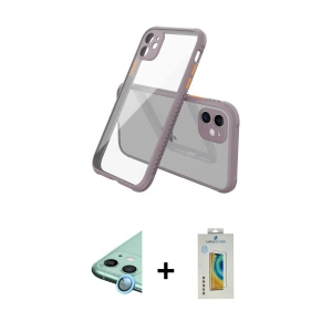 ieg™ iPhone 12 Mini Kılıf Nova Asil Özel Seri - Siyah Polymer Nano Ekran Koruyucu + Raze Metal Kamera Lens - MI