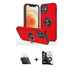 ieg™ iPhone 12 Mini Kılıf Odak Form Prime - Şeffaf Temperli Cam Ekran Koruyucu + Kamera Lens Koruma Cam - SF