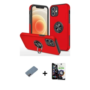 ieg™ iPhone 12 Mini Kılıf Odak Form Prime - Şeffaf Temperli Cam Ekran Koruyucu + Shine Kamera Lens Koruma Cam - PE