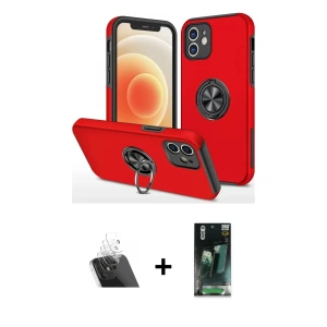 ieg™ iPhone 12 Mini Kılıf Odak Form Prime - Siyah 360 Mat Full Body Arka Koruyucu + Kamera Lens Koruma Cam - SF