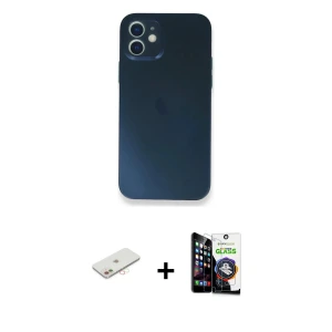 ieg™ iPhone 12 Mini Kılıf Yadigar Yansıma Serisi - Şeffaf Temperli Cam Ekran Koruyucu + Renkli Kamera Lens Koruma Cam - YL