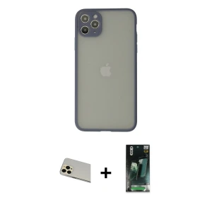 ieg™ iPhone 12 Pro Kılıf Ahenk Çizgi Serisi - Şeffaf 360 Full Body Arka Koruyucu + Rainbow Kamera Lens Koruma Cam - GD