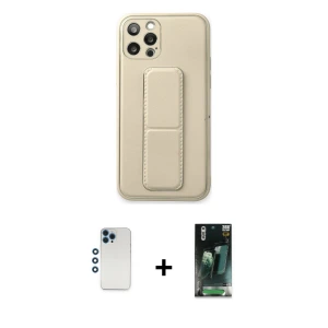 ieg™ iPhone 12 Pro Kılıf Akış Doku - Şeffaf 360 Full Body Arka Koruyucu + Shine Kamera Lens - MI