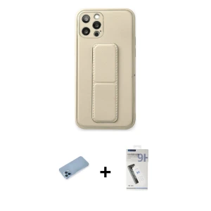 ieg™ iPhone 12 Pro Kılıf Akış Doku - Şeffaf Uv Polymer Nano Ekran Koruyucu + Shine Kamera Lens Koruma Cam - MI