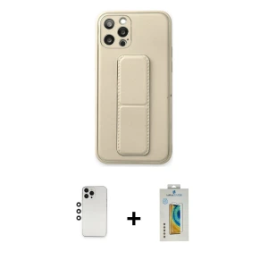 ieg™ iPhone 12 Pro Kılıf Akış Doku - Siyah Polymer Nano Ekran Koruyucu + Shine Kamera Lens - GS