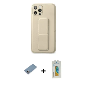 ieg™ iPhone 12 Pro Kılıf Akış Doku - Siyah Polymer Nano Ekran Koruyucu + Shine Kamera Lens Koruma Cam - GI