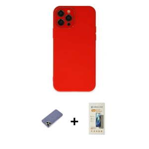 ieg™ iPhone 12 Pro Kılıf Çekirdek Modern Serisi - Siyah 6D Mat Seramik Hayalet Nano Ekran Koruyucu + Metal Kamera Lens Koruma Cam - GD